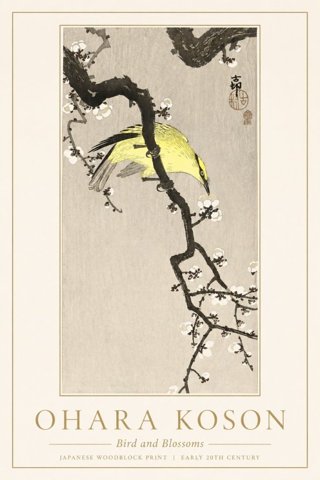 Ohara Koson Bird and Blossoms No1 - Plakát