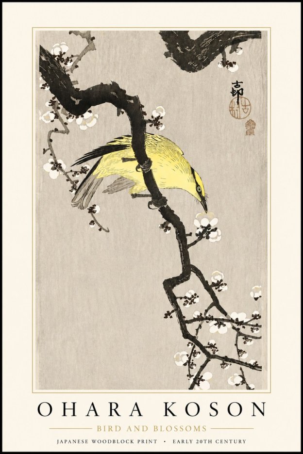 Ohara Koson Bird and Blossoms No3 - Plakát