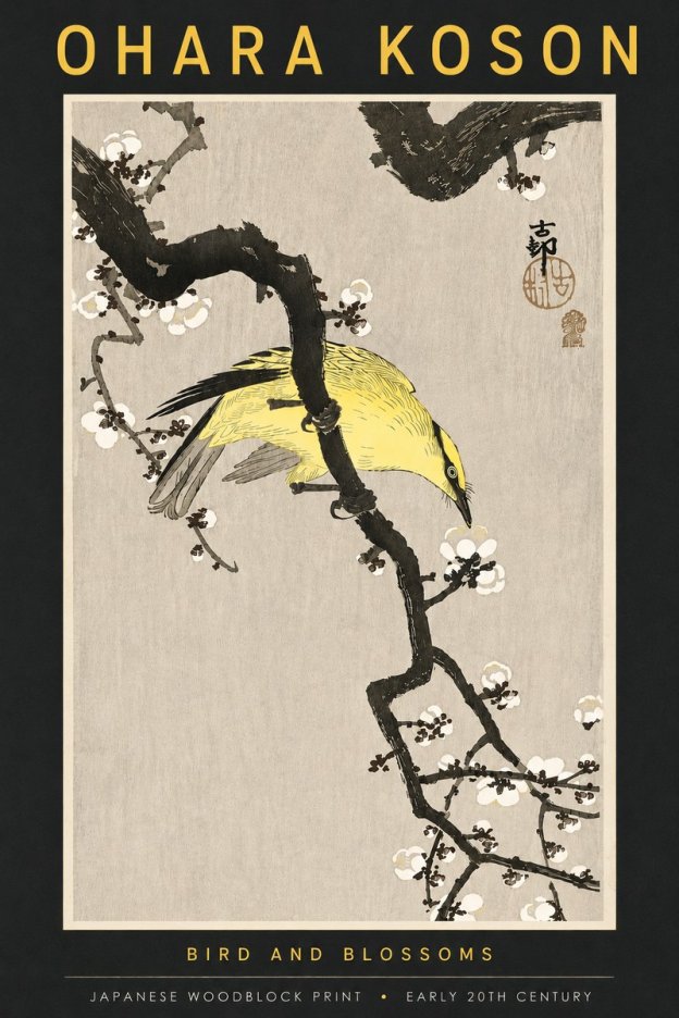 Ohara Koson Bird and Blossoms No5 - Plakát