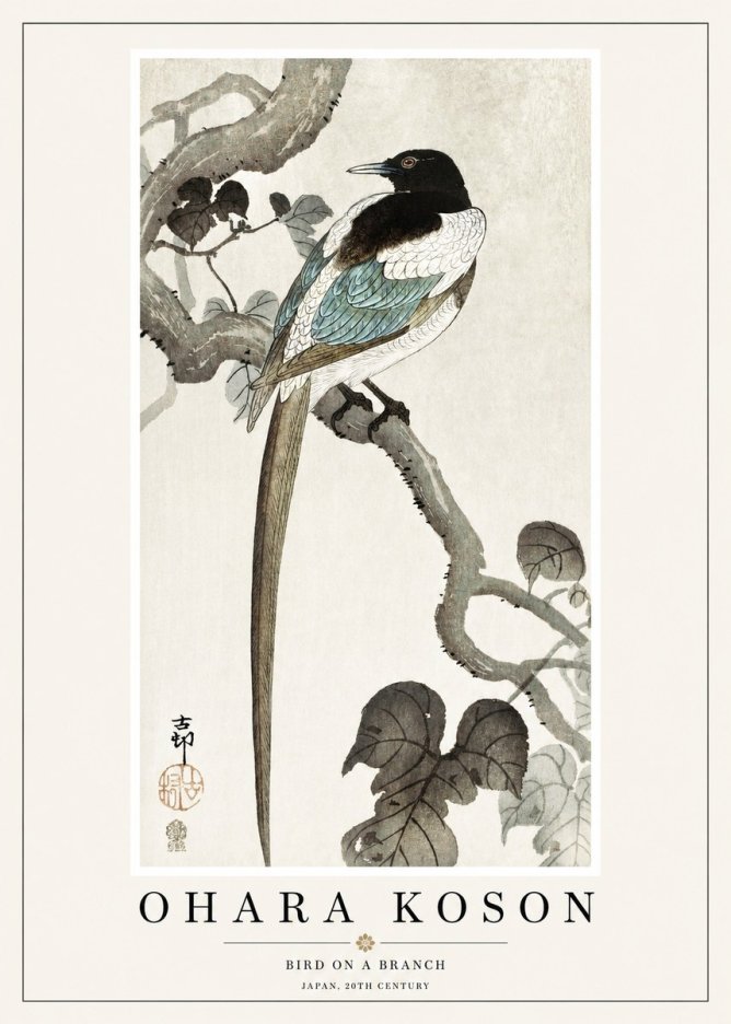 Ohara Koson Bird on a Branch IV No1 - Plakát
