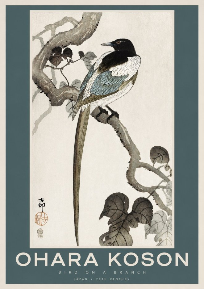 Ohara Koson Bird on a Branch IV No2 - Plakát