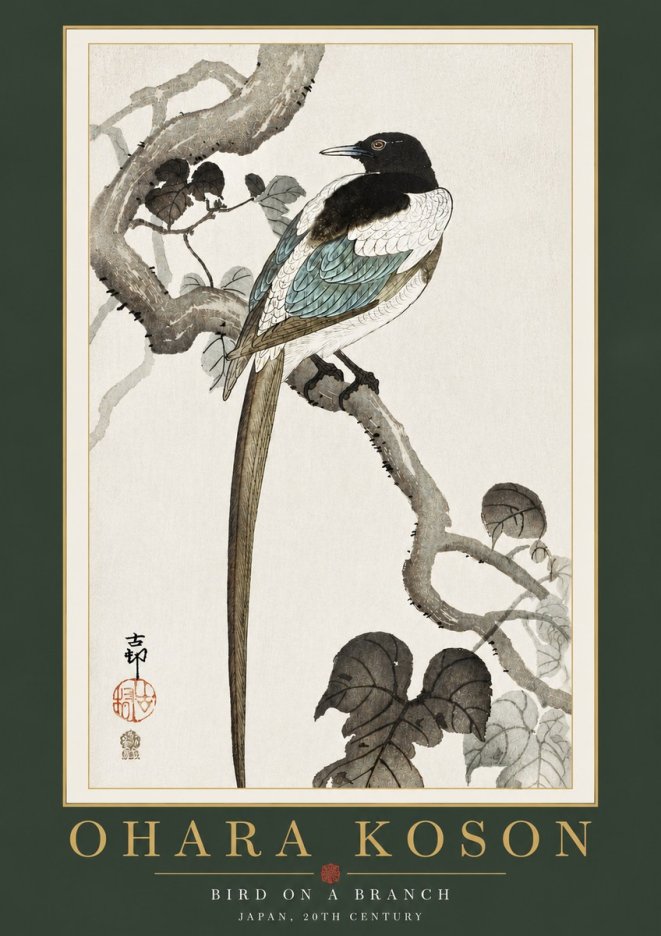 Ohara Koson Bird on a Branch IV No4 - Plakát