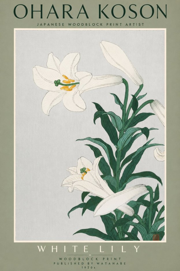 Ohara Koson White Lily No2 - Plakát