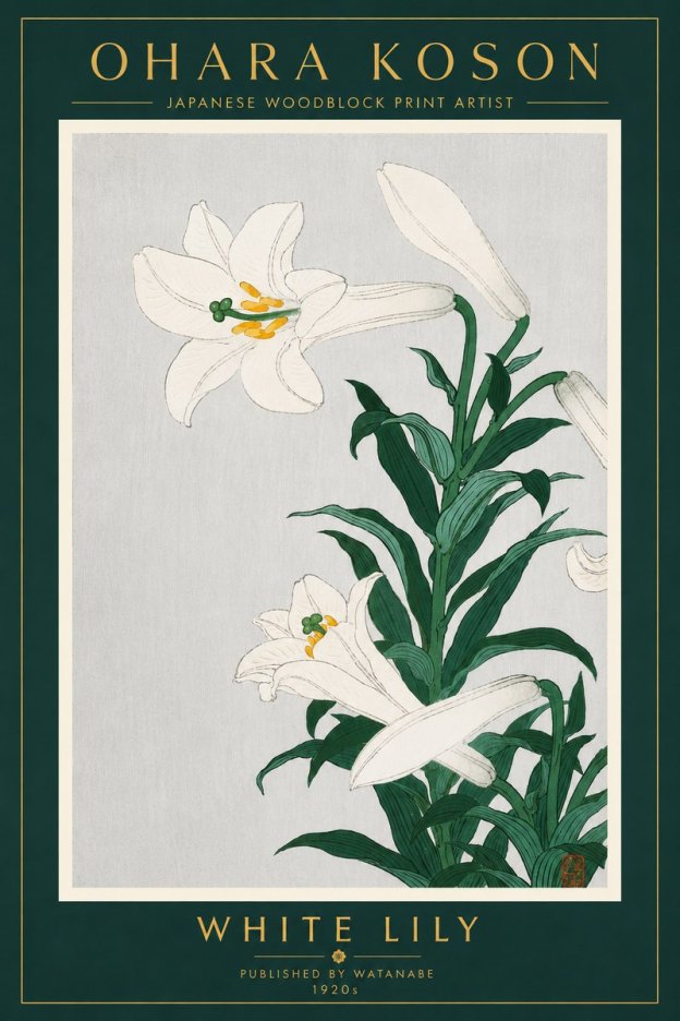 Ohara Koson White Lily No4 - Plakát