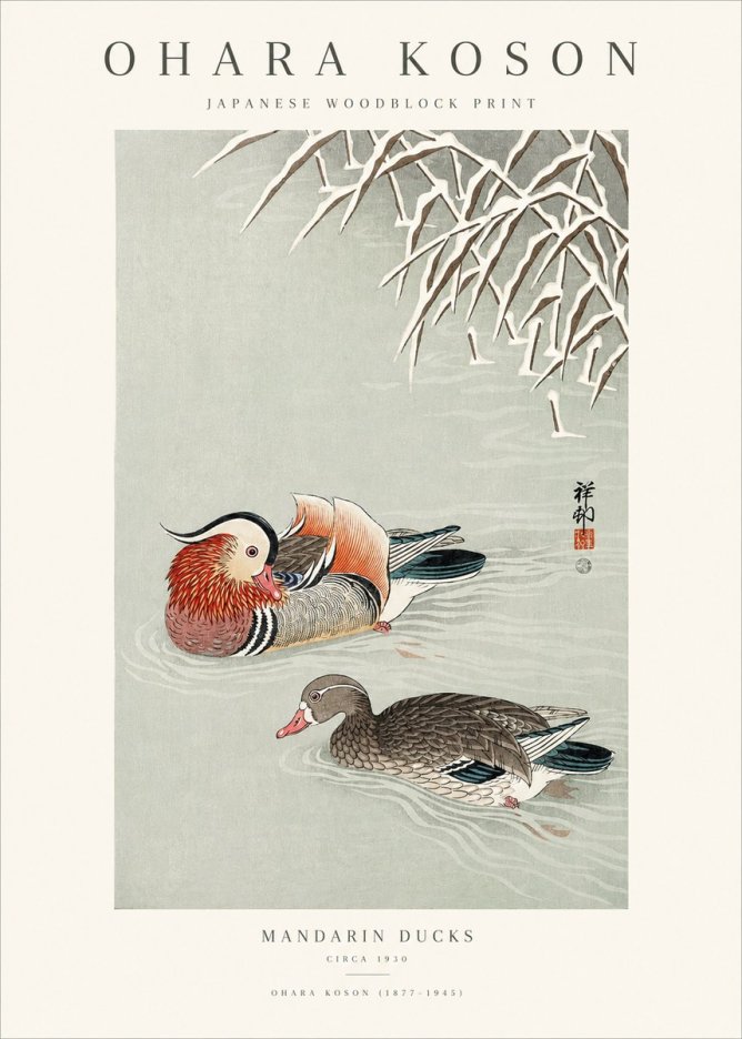 Ohara Koson Mandarin Ducks No1 - Plakát