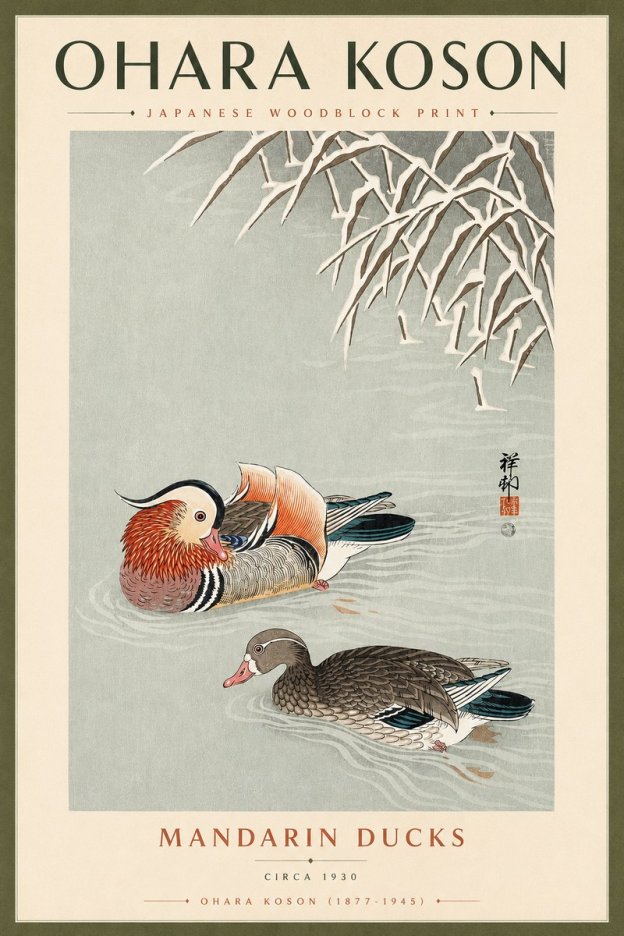 Ohara Koson Mandarin Ducks No4 - Plakát