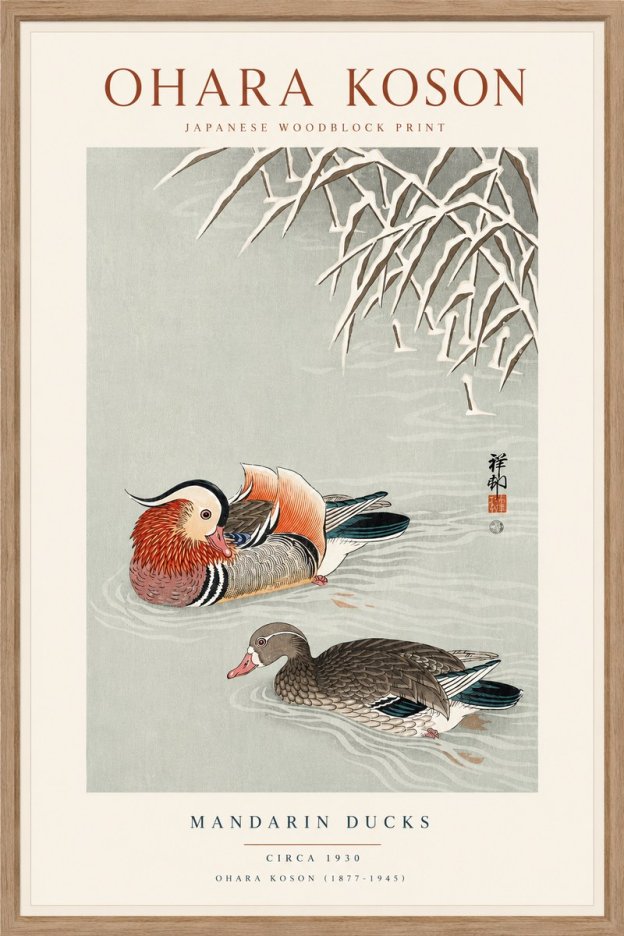 Ohara Koson Mandarin Ducks No6 - Plakát