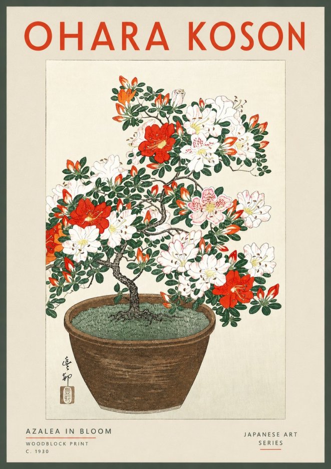Ohara Koson Azalea in Bloom No2 - Plakát