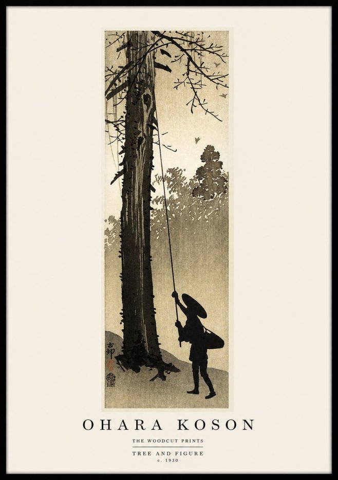 Ohara Koson Tree and Figure No1 - Plakát