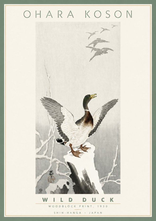Ohara Koson Wild Duck No4 - Plakát