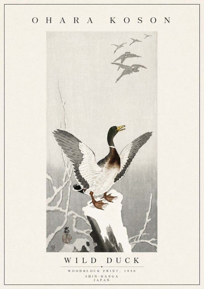 Ohara Koson Wild Duck No5 - Plakát