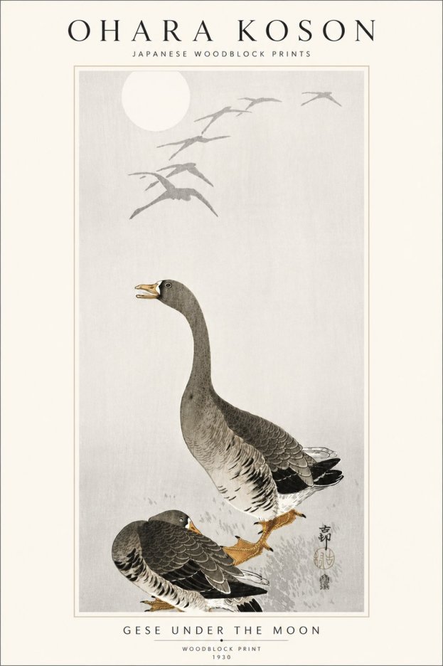 Ohara Koson Gese Under the Moon No5 - Plakát