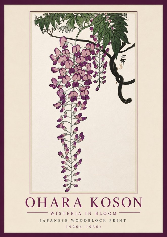 Ohara Koson Wisteria in Bloom No5 - Plakát