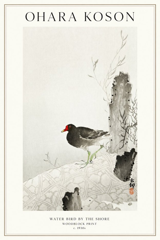Ohara Koson Water Bird by the Shore No1 - Plakát