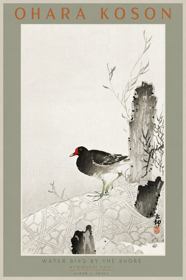 Ohara Koson Water Bird by the Shore No2 - Plakát