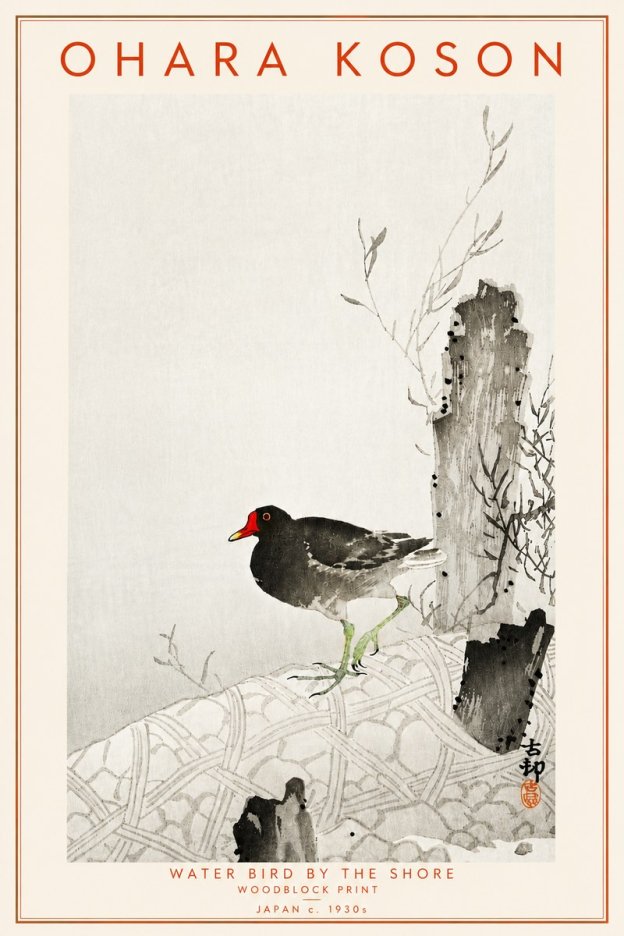 Ohara Koson Water Bird by the Shore No4 - Plakát