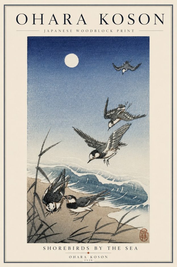 Ohara Koson Shorebirds by the Sea No3 - Plakát