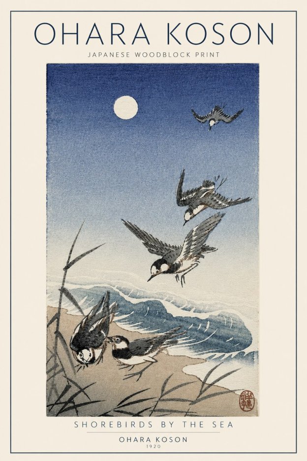 Ohara Koson Shorebirds by the Sea No5 - Plakát