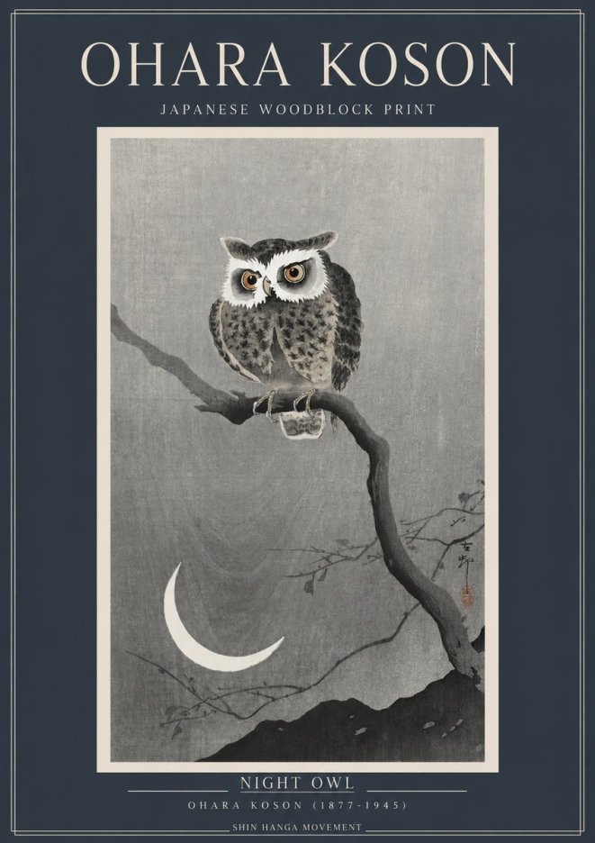 Ohara Koson Night Owl No2 - Plakát