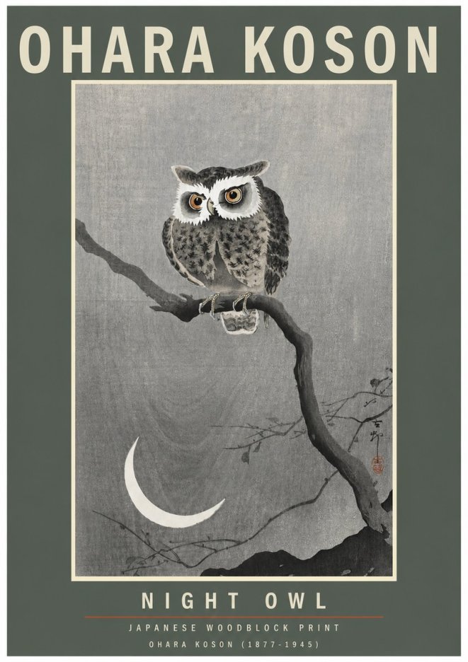 Ohara Koson Night Owl No3 - Plakát