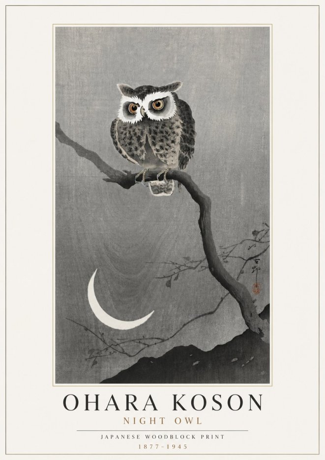 Ohara Koson Night Owl No4 - Plakát