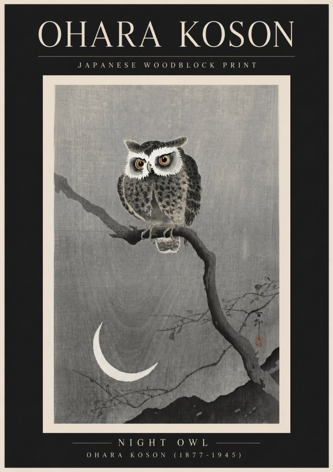 Ohara Koson Night Owl No6 - Plakát