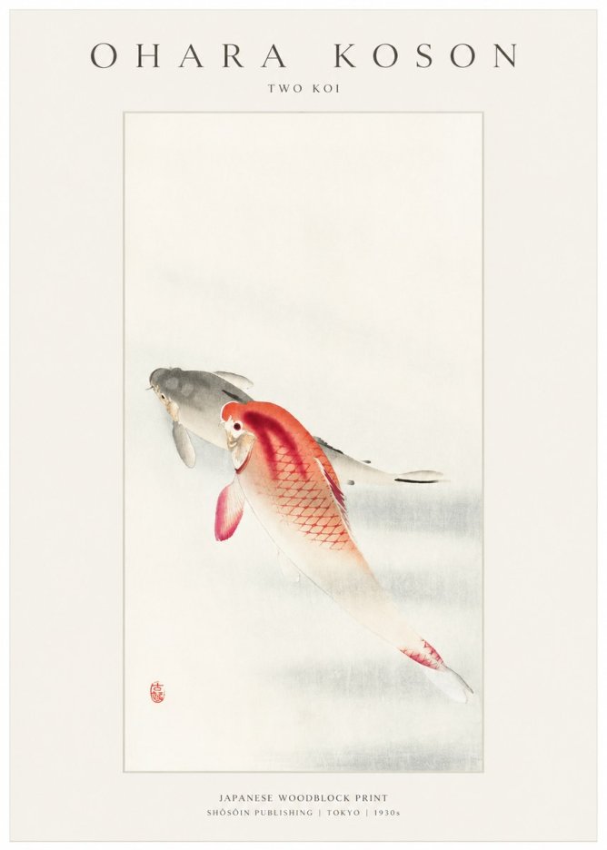 Ohara Koson Two Koi II No1 - Plakát