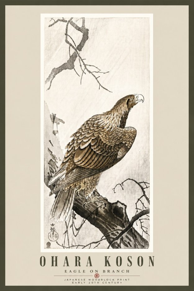 Ohara Koson Eagle on Branch No5 - Plakát