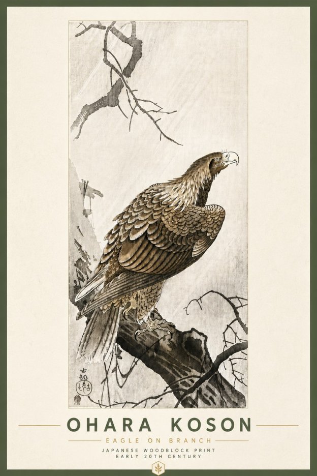 Ohara Koson Eagle on Branch No6 - Plakát