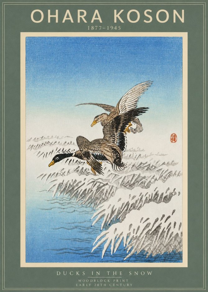 Ohara Koson Ducks in the Snow No2 - Plakát
