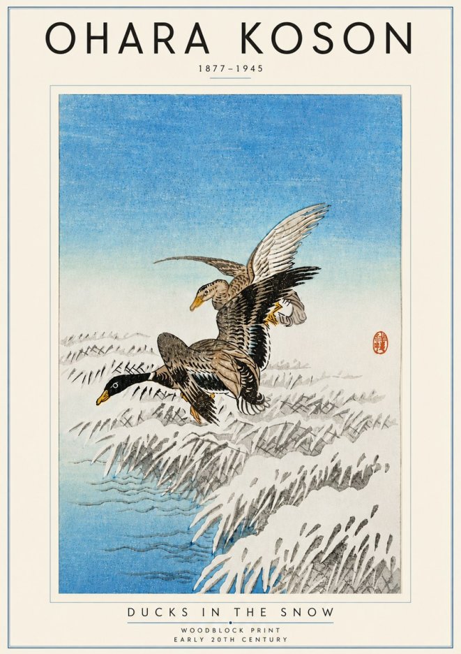Ohara Koson Ducks in the Snow No5 - Plakát
