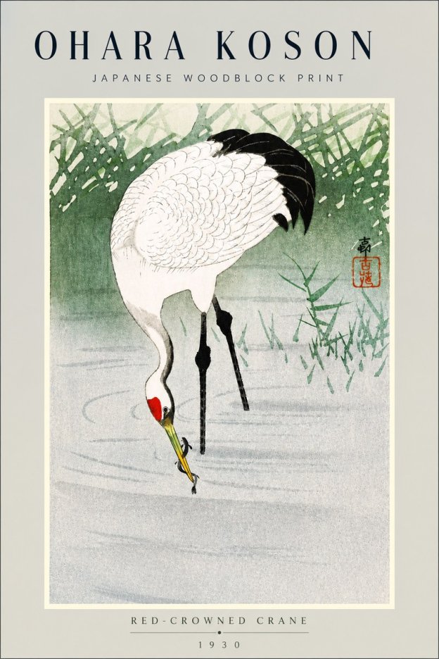 Ohara Koson Red-crowned Crane No3 - Plakát