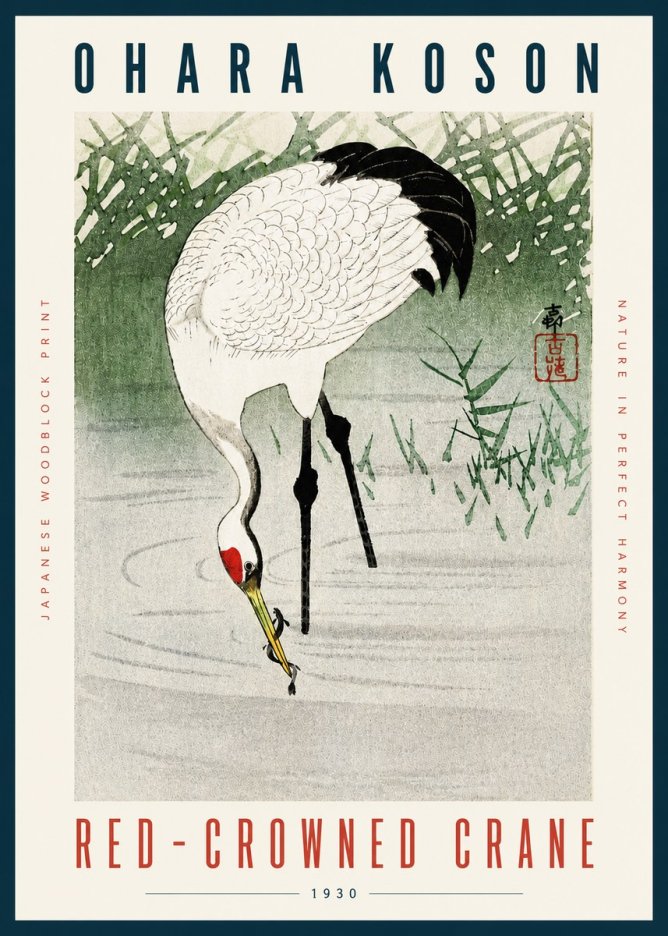 Ohara Koson Red-crowned Crane No4 - Plakát