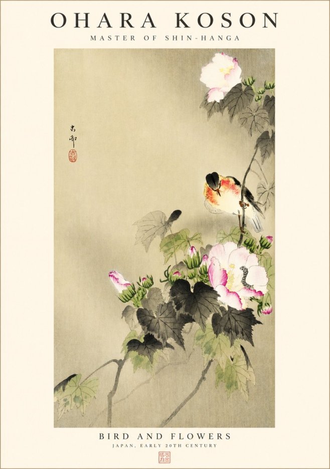 Ohara Koson Bird and Flowers No1 - Plakát