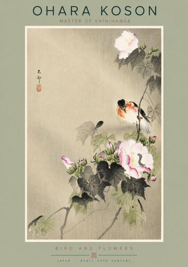 Ohara Koson Bird and Flowers No2 - Plakát