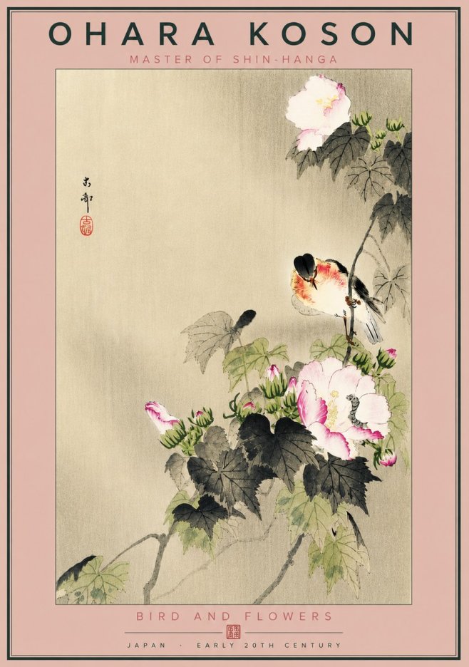 Ohara Koson Bird and Flowers No4 - Plakát