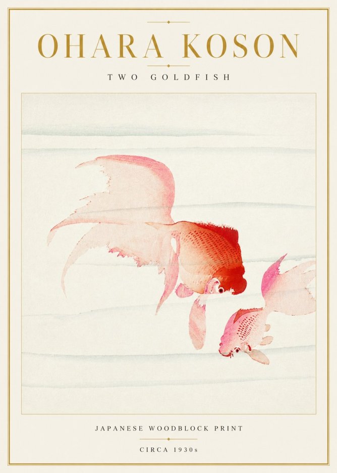 Ohara Koson Two Goldfish No3 - Plakát