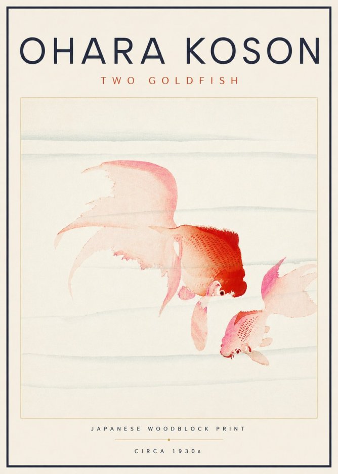 Ohara Koson Two Goldfish No6 - Plakát
