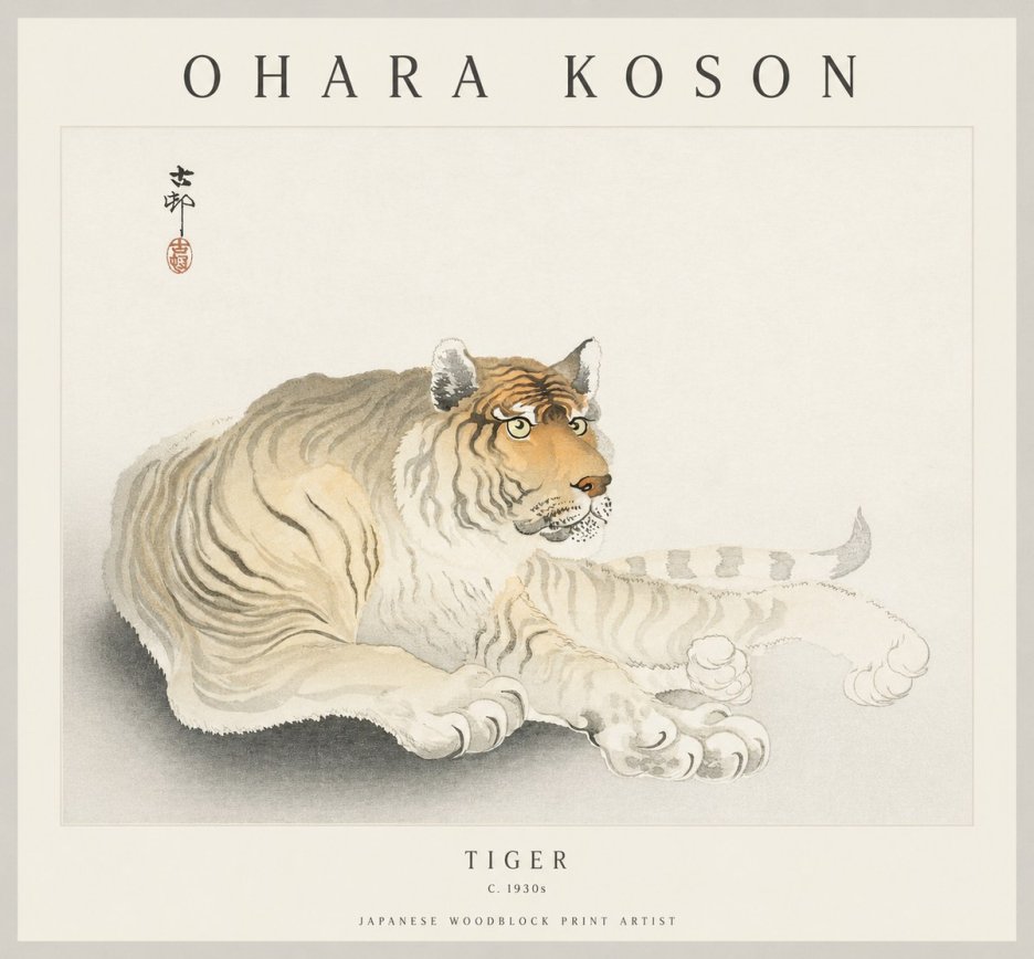Ohara Koson Tiger No1 - Plakát