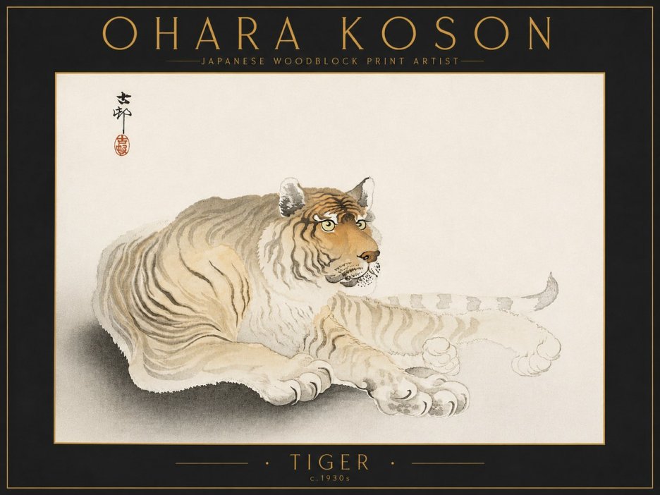 Ohara Koson Tiger No5 - Plakát