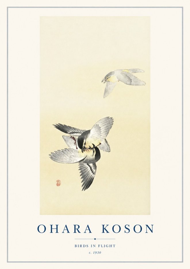 Ohara Koson Birds in Flight No1 - Plakát