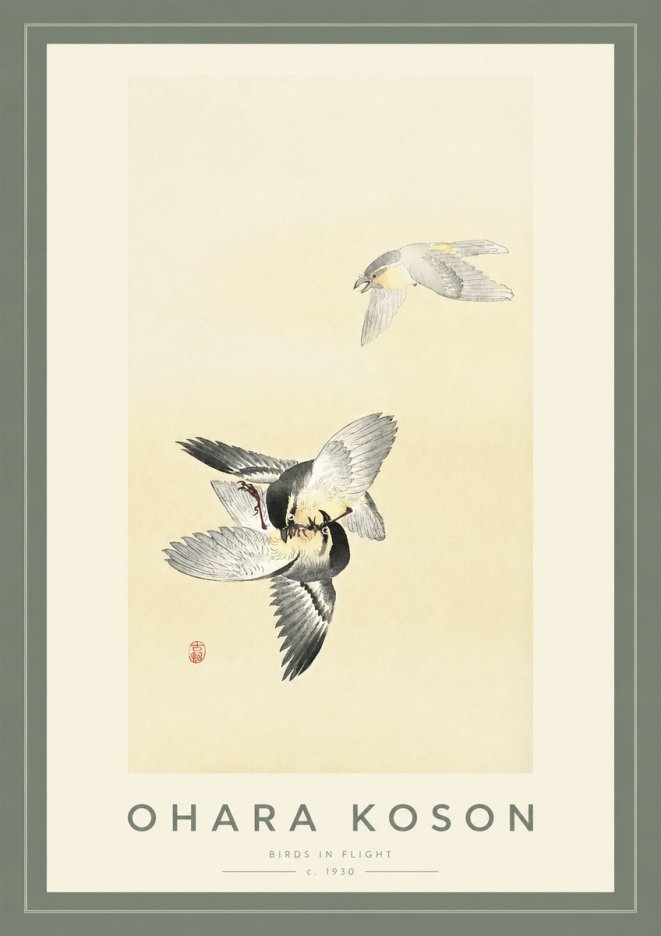 Ohara Koson Birds in Flight No2 - Plakát