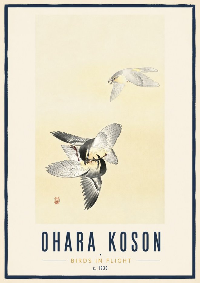 Ohara Koson Birds in Flight No3 - Plakát