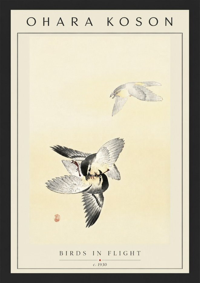 Ohara Koson Birds in Flight No6 - Plakát