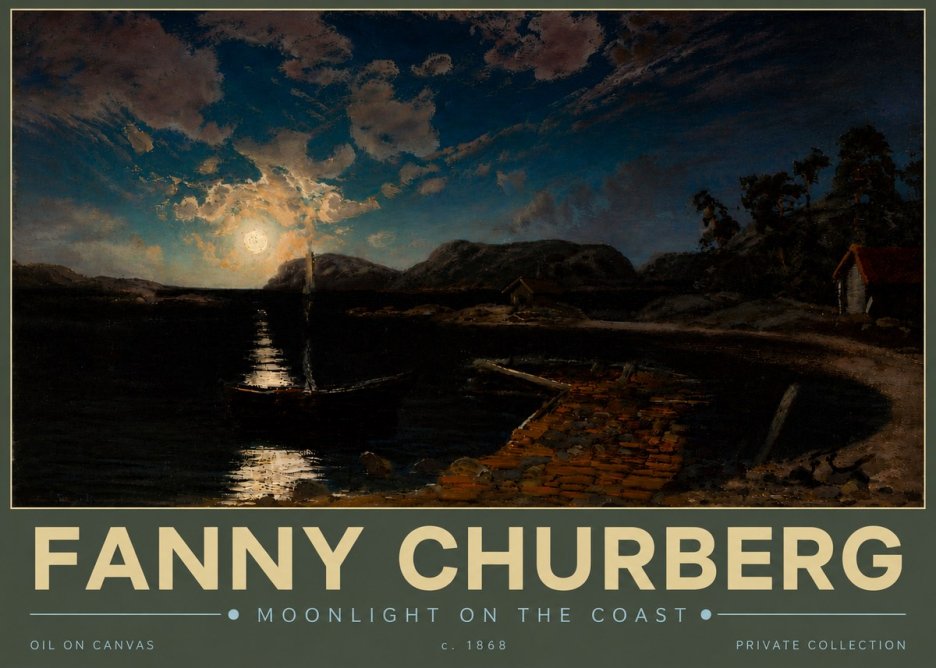 Fanny Churberg Moonlight on the Coast No5 - Plakát