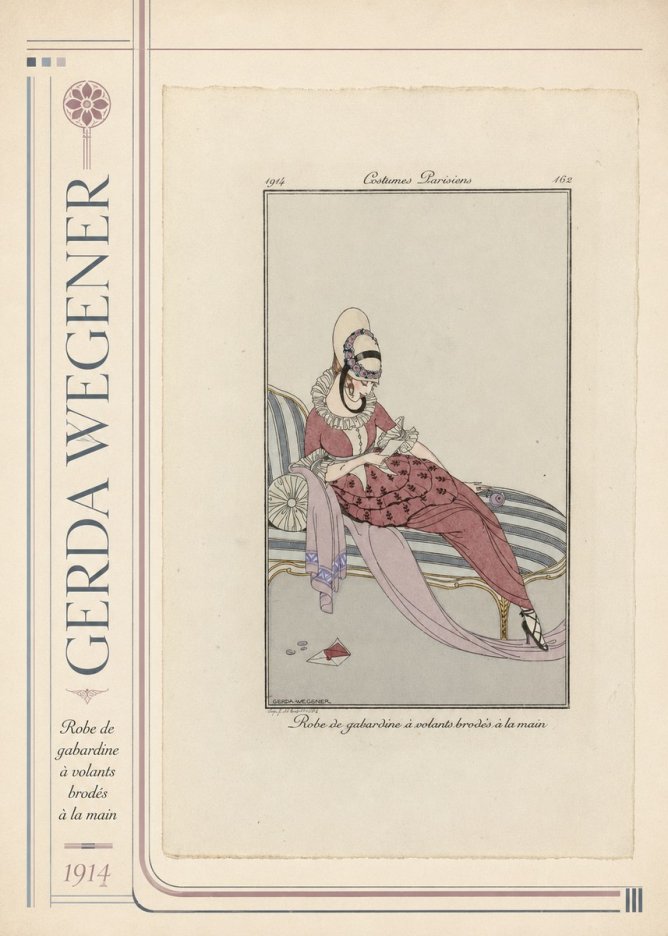 Gerda Wegener Robe De Gabardine À Volants Brodés À La Main I No2 - Plakát