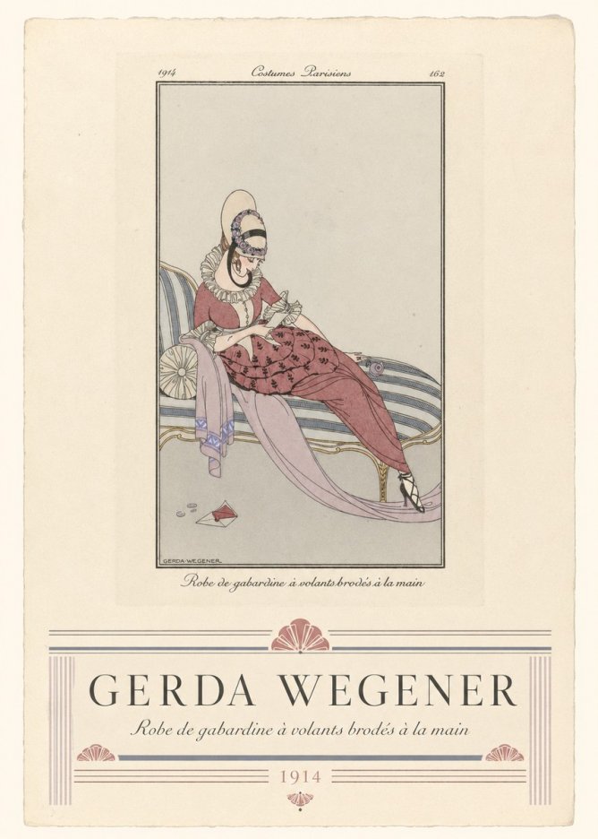 Gerda Wegener Robe De Gabardine À Volants Brodés À La Main I No3 - Plakát