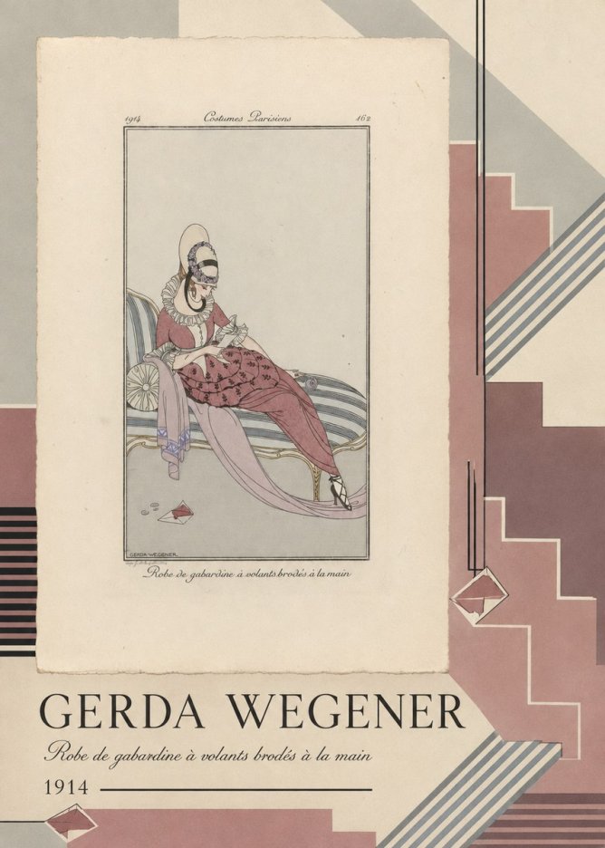Gerda Wegener Robe De Gabardine À Volants Brodés À La Main I No4 - Plakát