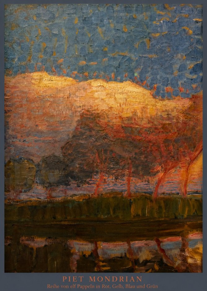 Piet Mondrian Reihe Von Elf Pappeln in Rot, Gelb, Blau Und Grün No5 - Plakát