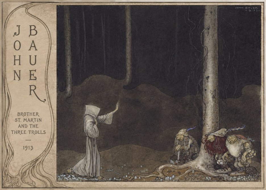 John Bauer Brother St. Martin and the Three Trolls No3 - Plakát